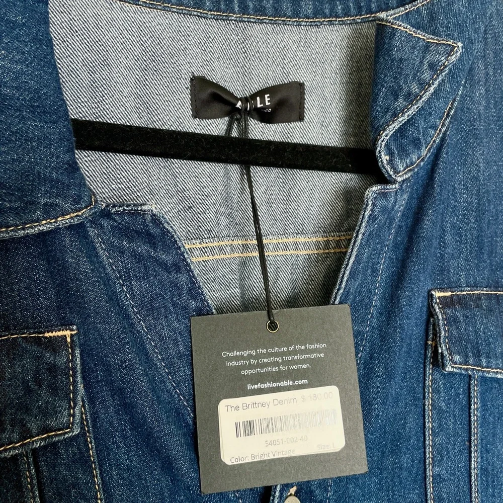 NWT ABLE Blue Denim Boiler Jumpsuit (BRITTNEY DENIM JUMPSUIT) - Picture 3 of 5